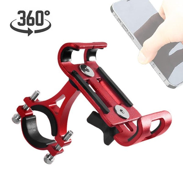 1PC 360° Motorcycle Bike Phone Holder Aluminum Alloy Anti-slip Bracket GPS Clip Universal Bicycle Phone Stand for 4-6.5 Inch - Upgraded Smartphone