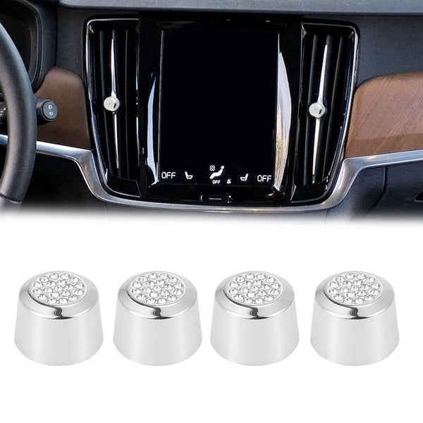 4pcs Car Bling Air Conditioner AC Climate Control Switch Knob Trim Cover Ring for Volvo S60 V60 2020 XC60 2018-2020 XC90 2015-2020 S90 V90 XC40