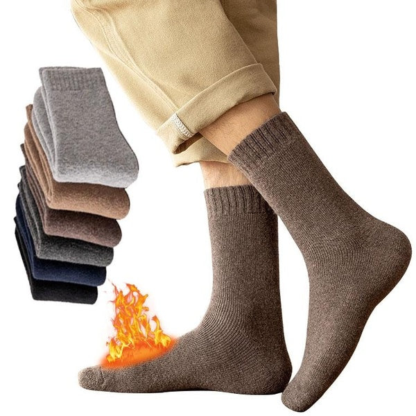 1-6pairs Men's High Quality Winter Socks Warm Comfortable Wool Socks Thermal Socks Casual Sport Socks Super Thicker Solid Socks Against Cold Snow Cot