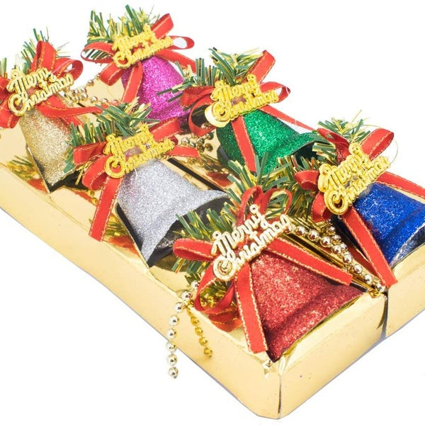 Christmas Tree Jingle Bell Ornaments Pendant 6 Pack Gift Christmas Tree Sparkling Hanging Decor Theme Collections DIY Making Crafting Accessories