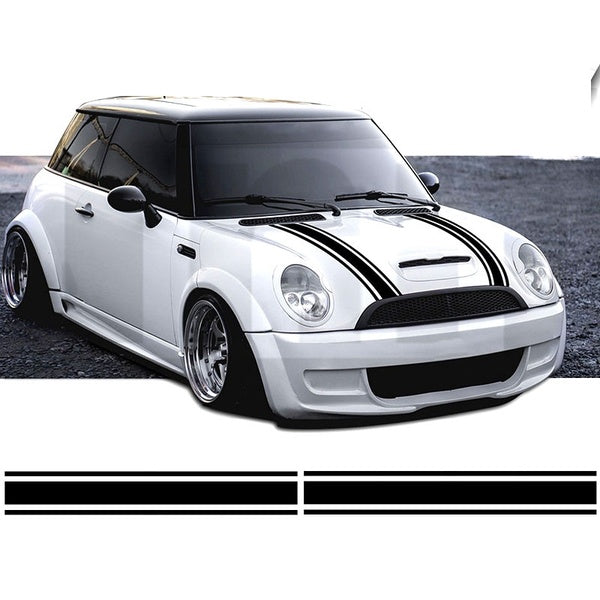 2pcs for MINI One MINI Cooper Bonnet Stripes Vinyl Graphics Decals Stickers Livery da4-0023