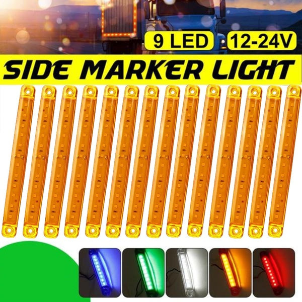 12-24V 12 LED LED Étanche 24V Camion Remorque Side Marker Warning Light Bars-10PCS