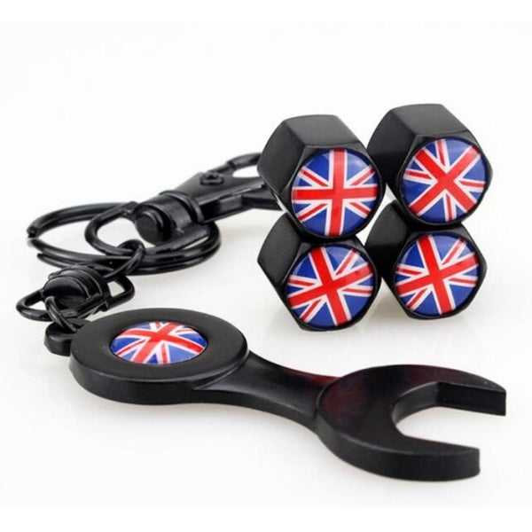 4Pcs England Flag Car Wheel Tire Valve Caps for MINI One MINI Coopers Cabrio