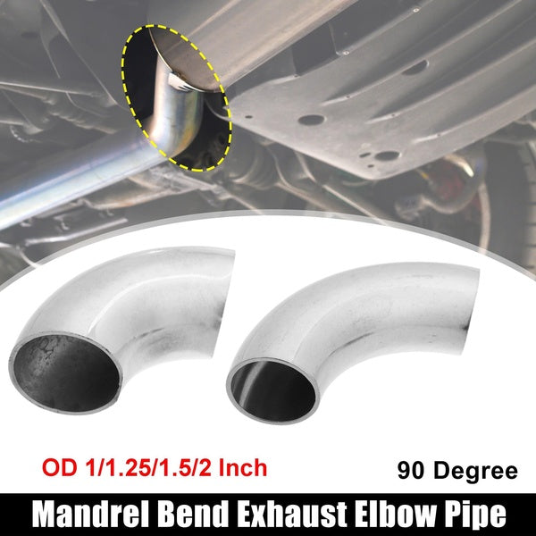 OD 1-1.25-1.5-2 Inch 90 Degree Mandrel Bend Elbow SS304 Stainless Steel Bend Tube Exhaust Elbow Pipe for Car Modified Exhaust System