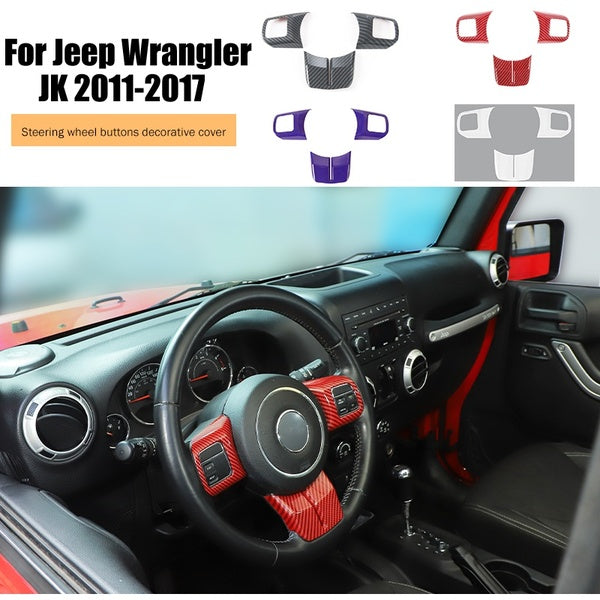 For Jeep Grand Cherokee 2011-2013-Compass 2011-2016-Wrangler JK 2011-2017 Center Console Steering Wheel Cover Trims