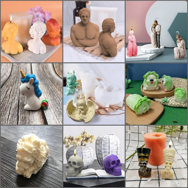 New Arrival 3D Art Crystal Epoxy Resin Candle Mold DIY Crafts Aromatherapy Plaster Wax Silicone Mould Handmade Ornaments Fondant Mold