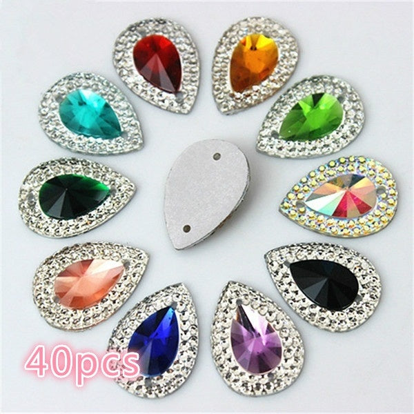 13*18mm 40PCS Drop Flat Back Resin Buttons Scrapbooking DIY Appliques