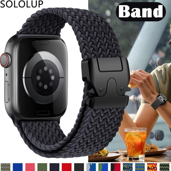 SOLOLUP Band for Apple Watch Ultra 2-Ultra 49mm 10 46mm 9 8 7 45mm 41mm 44mm 40mm for Smartwatch Series SE 6 3 5 4 2 1 42mm 38mm, Sport Nylon Outdool