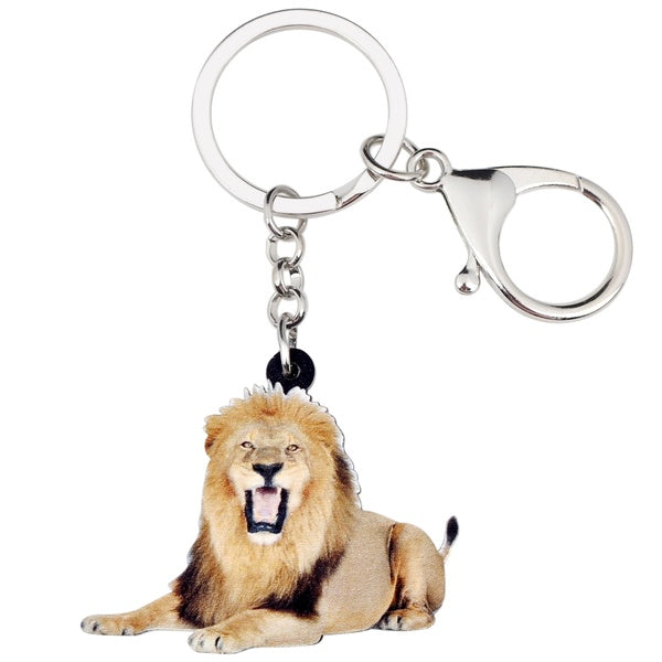 Acrylique Lion Porte-clés Anneau Porte-clés Jungle Animaux Bijoux Pour Femmes Filles Sac À Main De Voiture Pendentif Charmes Cadeaux