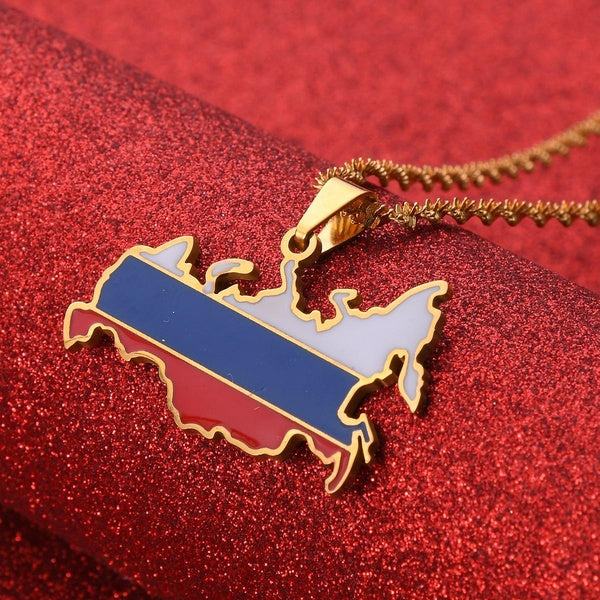 Russie carte drapeau pendentif colliers la chaîne de bijoux de charme de la fédération de russie
