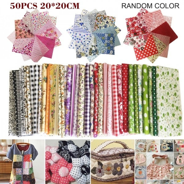 50pcs bricolage tissu de coton floral patchwork tissu couture artisanat doux ensemble 20x20cm