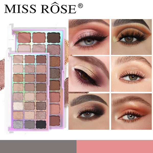 Miss Rose 24 Color Eye Makeup Palette, Matte Shimmer Metallic Eyeshadow Pallet Long Lasting Blendable Make-Up Cosmetics Gift Kit Women