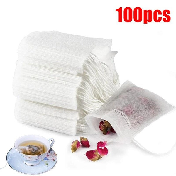 100pcs disposable tea bag non-woven tea filter bag for spice tea with wire filter paper, for vanilla bulk tea