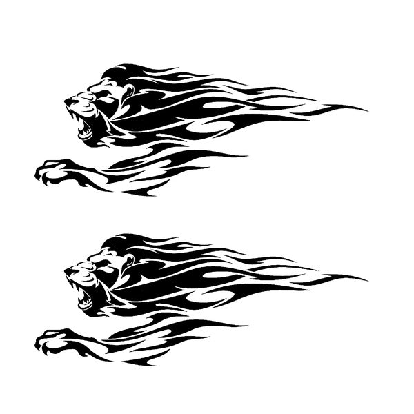 2PCS 20cm Lion Flamer Speed Trail Flaming Flame Flag Vinyl Car Stickers Decal Decor Laser Silver Colorful Home Decoration Car Sticker