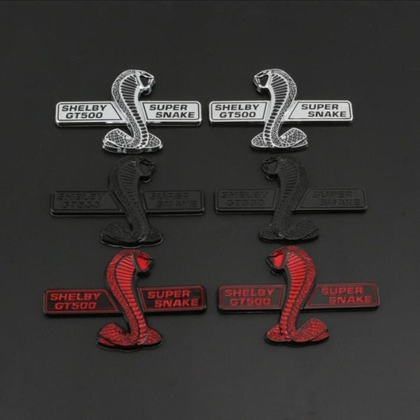 1Pair Car Sticker For Ford Mustang Shelby GT500 Super Snake Cobra Wall Plaque Car Door Fender Emblem Decal