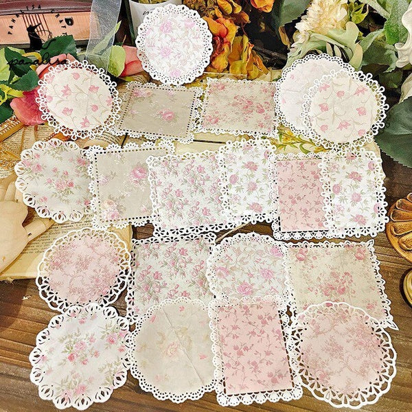 1 Set Vintage Lace Doily Paper Pieces Scrapbooking Paper Pack Handmade Craft Paper Background Pad Card