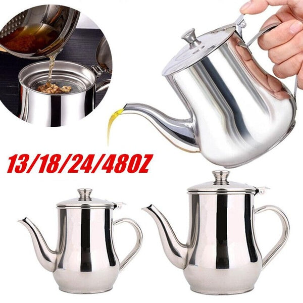 Stainless Steel Oil Strainer Pot Container Jug Storage Can Filter Cooking Grease Kitchen Tools