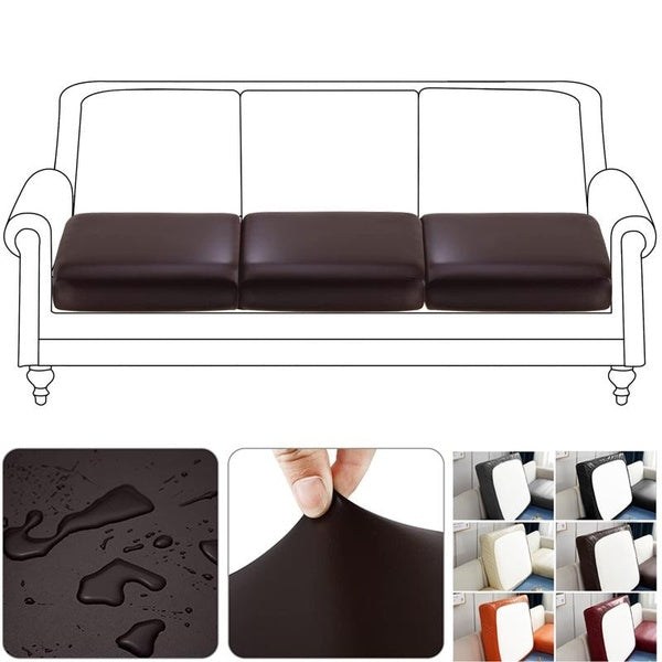 Stretch Sofa Cover Waterproof PU Leather Home Decoration Solid Color Sofa Seat Cushion Couch Cover Anti-dirty Pet Furniture Protector Replacement Sli