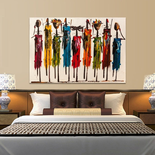 Abstract African Woman Oil Painting on Canvas Posters and Prints Wall Art Portrait Pictures for Living Room Home Decor No Frame