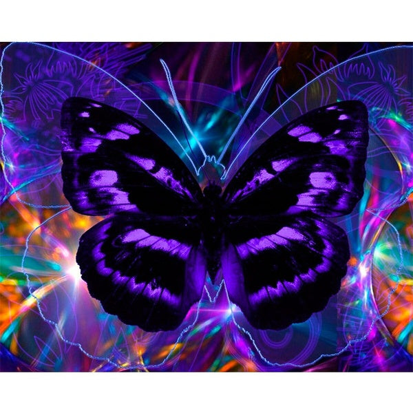 DIY 5D Purple Butterfly Pattern Round-Square Diamond Painting Full Drill Diamond Painting with Number Kits Home and Kitchen Fashion Crystal Rhineston