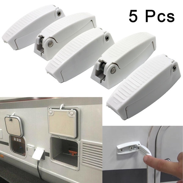 5x RV White Rounded Baggage Plastic Door Catch Compartment Latch Holders Clips For Camper Trailer Motorhome Car Accessories