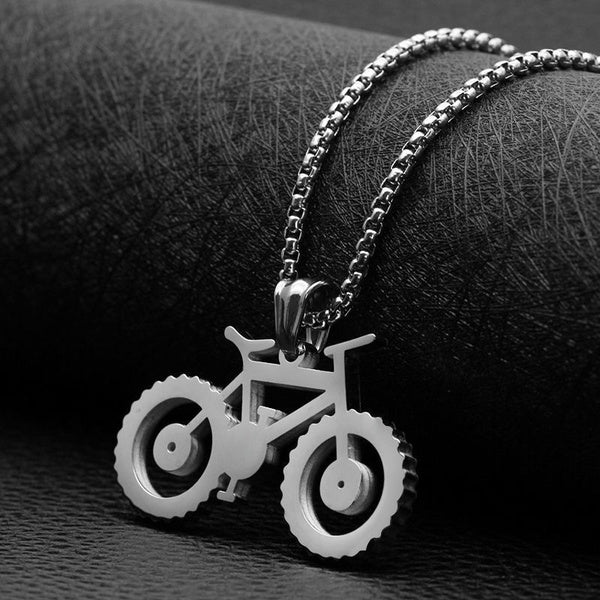 Rap & Hip Hop Sports Bike Bicycle Shape Pendant 316L Stainless Titanium Steel Women Men Fashion Simple Style Necklace Biker Jewelry 27.5 Inches Chain