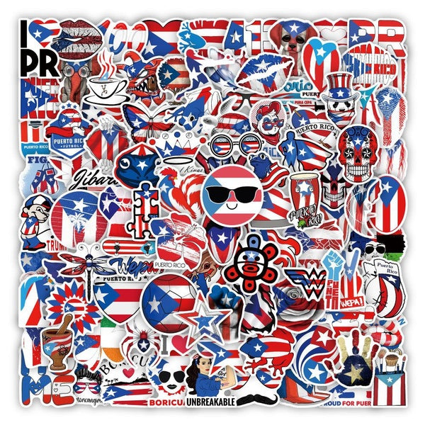 10-50-100pcs Puerto Rico stickers puerto rico flag Graffiti Stickers for DIY Luggage Laptop Skateboard Motorcycle Bicycle Stickers