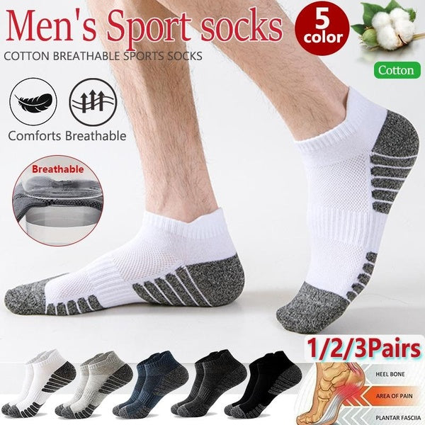 1-2-3 Pairs A Pair of Breathable, Non-slip, Shock-absorbing and Sweat-absorbing Pure Cotton Short Socks, Men's Fitness Short Socks, 5 Colors To Choos