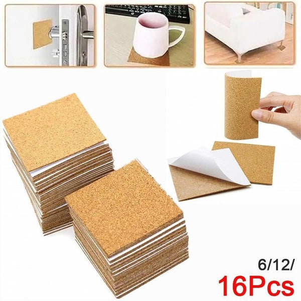 100x100x2mm Cork Coaster Backing Self Adhesive Square Cork Board Tiles Crafts Coasters Natural Corkboard Mats 6-12-16pcs for Coasters Wall Decoration