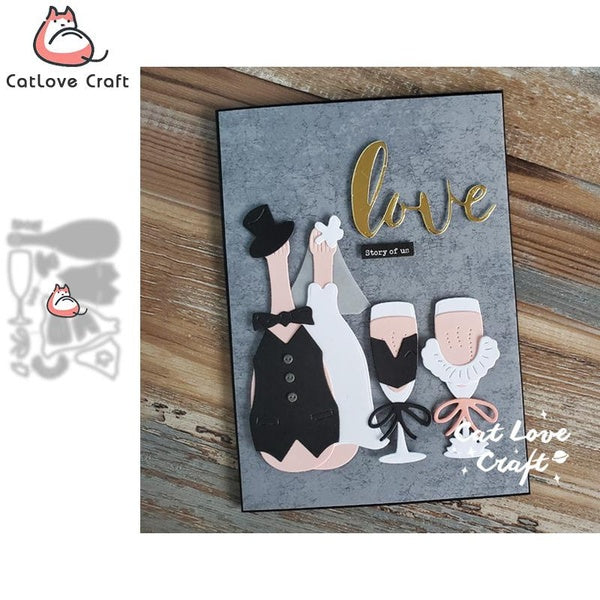 Catlove Wedding Wine Bottle Metal Cutting Dies Scrapbooking Stencil Die Cuts Card Making DIY Craft Embossing New Dies For 2022