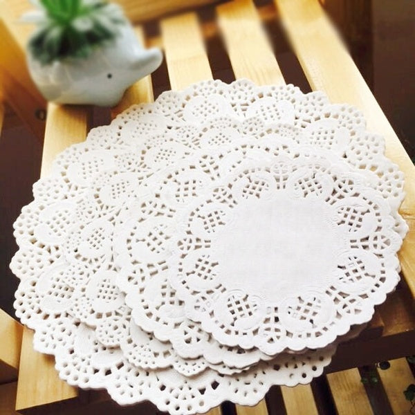 100Pcs Round Paper Doilies Decorative White Lace Doilies Disposable Food Place Mats 4.5-5.5-6.5-7.5-8.5-9.5-10.5 Inch