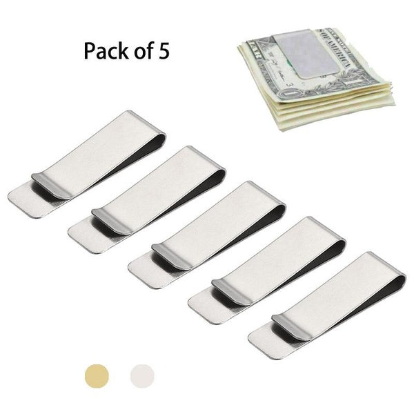 Pince de support mince en acier inoxydable 52x15mm pour portefeuilles, cartes de crédit, argent, espèces, factures, billets de banque, chèques, paque