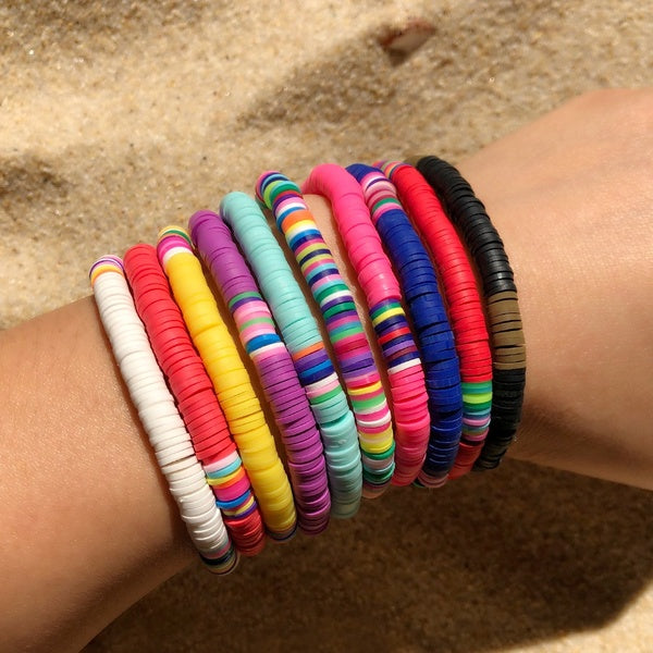 Ethnic Handmade 6mm Beads Polymer Clay Bracelet Mixcolor Women Boho Braclet For Women Beach Personalized Jewelry Femme