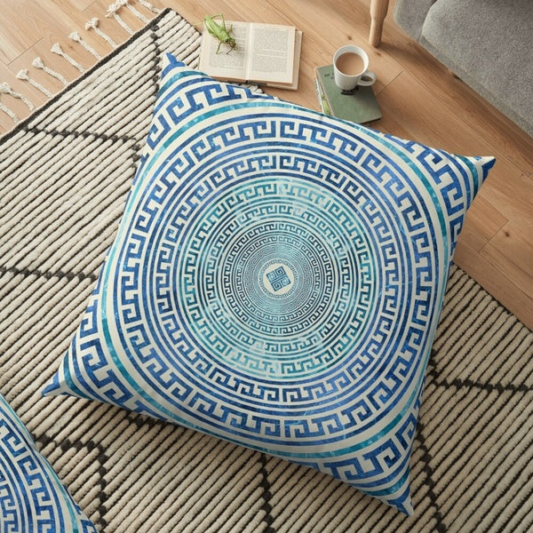 Circular Greek Meander Pattern - Greek Key Ornament Sofa Bed Home Decor Pillow Case Cushion Cover Gifts
