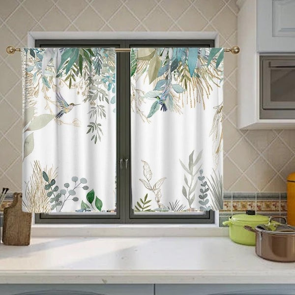 2 Panels kitchen Short Curtain- Easy to Clean, Water-Repellent Privacy Tiers, Length, Rod Pocket Design Curtains