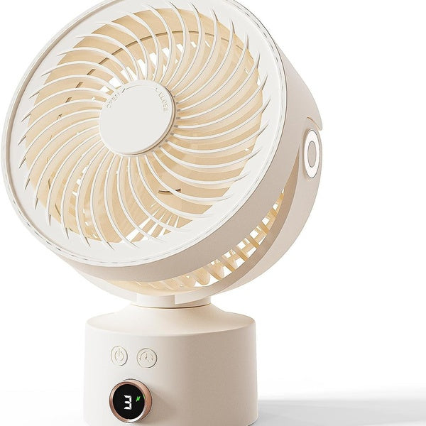 Desk Fan for Bedroom, Small Table Air Circulator Fan, Quiet Portable Personal Oscillating Fan for Indoors,Rechargeable Battery Operated Fan with 3 Sp