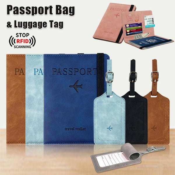 Étui de protection pour passeport de voyage avec sangle élastique, protecteur d'organisateur de blocage RFID en cuir PU pour cartes de crédit et d'id