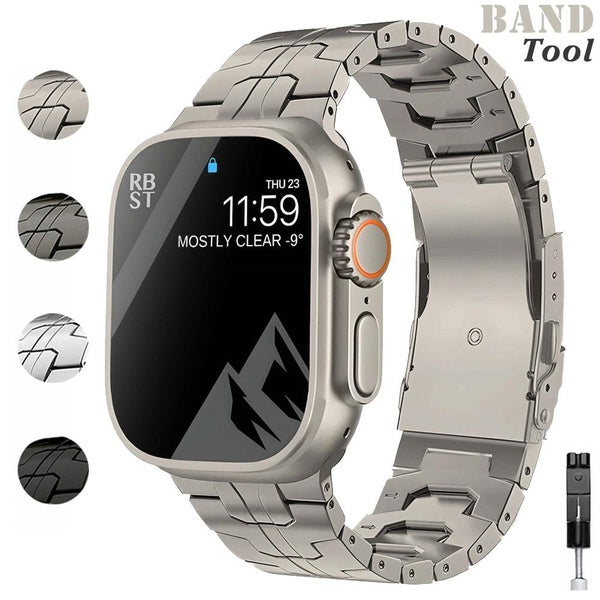 Titanium Metal Strap (With Tool Meter Adjuster) for Smart Watch UItra 49mm 8 7 SE 44mm 45mm 40mm 41mm 42mm 38mm Link Bracelet Band Accessories for Sm Matron Inn