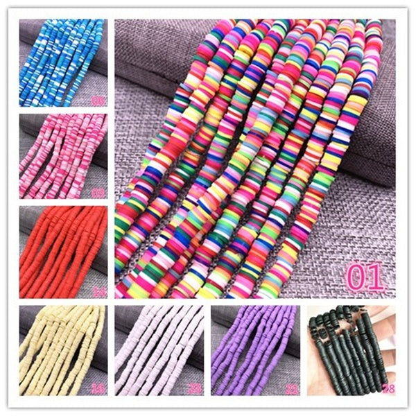 6mm Flat Round Color Polymer Clay Beads Slices for Girls Bracelet Making Diy Necklace & Bracelet Accessories