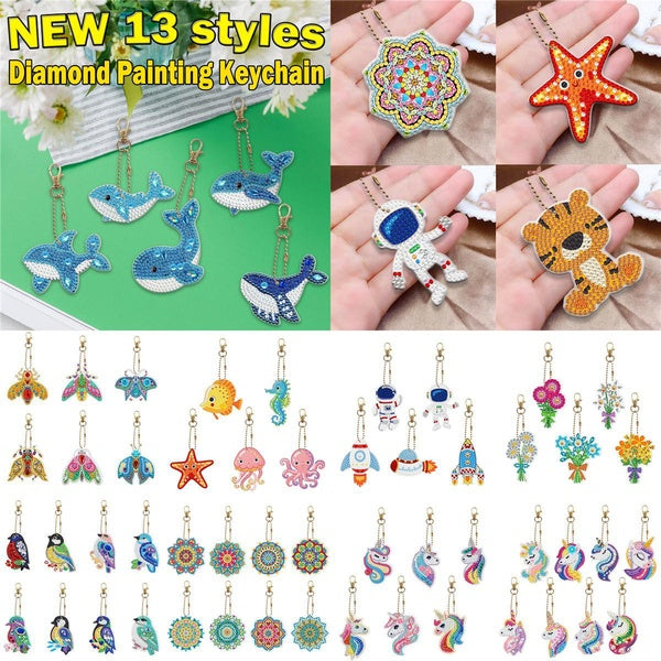 DIY Diamond Painting Keychain Acrylic Double-Sided Handmade Sticker Diamond Mandala Home Decoration Pendant Bag Accessories @#A11