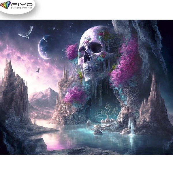 FIYO DIY 5D Skeleton Diamond Painting Full Drill with Number Kits Home and Kitchen Fashion Mosaic Diamond Painting Canvas Wall Decoration Gift Crafts