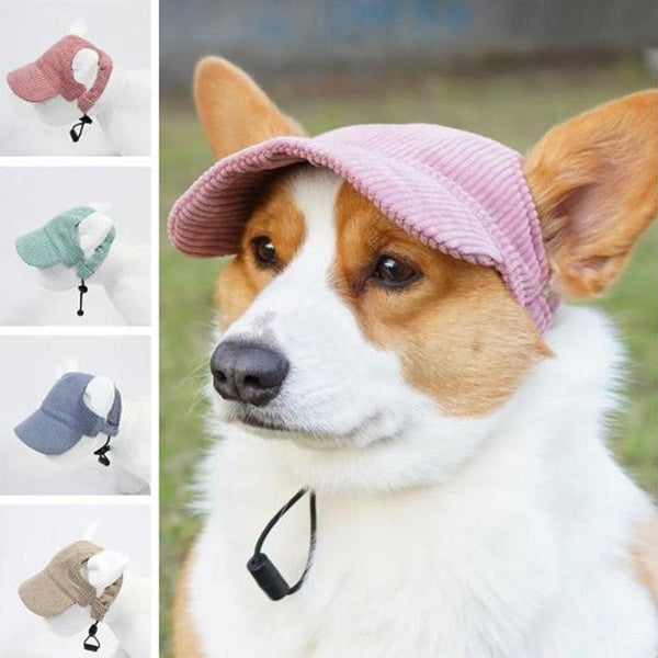 Corduroy Dog Hat Pet Baseball Cap With Ear Holes Summer Sun Cap Hat for Small Medium Large Dogs French Bulldog Chihuahua Visor