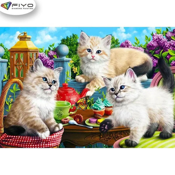 Cute Cat DIY 5D Diamond Painting Full Drill with Number Kits Home and Kitchen Fashion Mosaic Diamond Painting Canvas Wall Decoration Gift Crafts for
