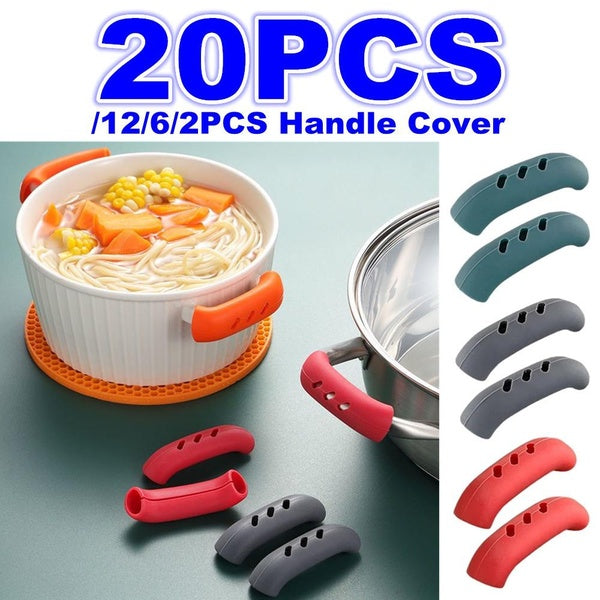 20-12-6-2PCS Silicone Pan Handle Cover Heat Insulation Covers Pot Ear Clip Steamer Casserole Pan Protective Handle Holder Non-slip Household Kitchen