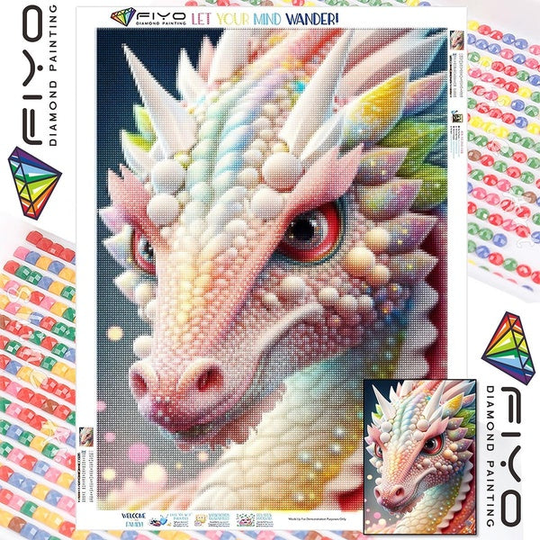 FIYO DIY 5D Dragon Diamond Painting Full Drill with Number Kits Maison et Cuisine Mode Mosaïque Diamant Peinture Toile Décoration Murale Cadeau Artis