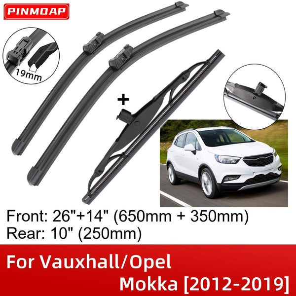 Car Wiper Blades For Vauxhall-Opel Mokka 2012-2019 26" 14" 10" Front Rear Wiper Blades Brushes Cutter Accessories 2012 2013 2014 2015 2016 2017 2018
