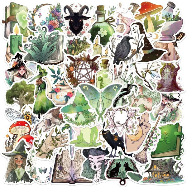 10-50Pcs Cartoon Forest Witch Stickers Fairy Tale World Witchcraft Magic Graffiti Stickers for DIY Luggage Laptop Skateboard Motorcycle Bicycle Stick