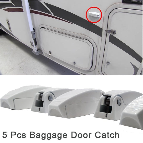5pcs White Door Catch Holder Latch for RV Motorhome Camper Trailer Travel Baggage Car Accessories ABS Door Rounded Hook Clips