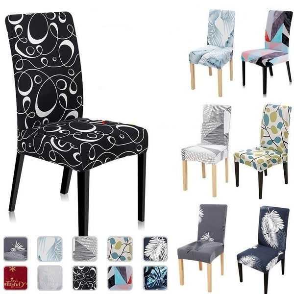 Upgrade 1-2-4-6Pcs 19 Colors Printing Elastic Chair Cover Removable and Washable Spandex Elastic Chair Slipcover Household Furniture Protective Cover