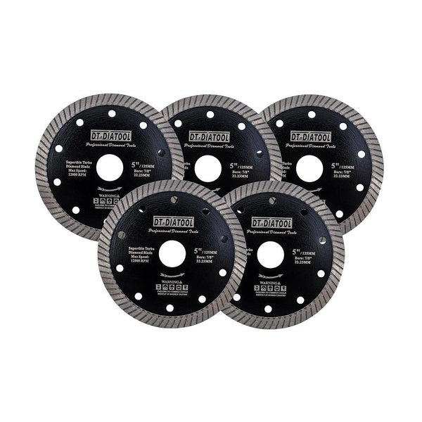 DT-DIATOOL 5pcs-pk 4"-4.5"-5" Diamond Cutting wheel Super Thin Turbo Saw Blades Hot pressed Cutting Disc For Hard Material Ceramic Tile Granite Cutti